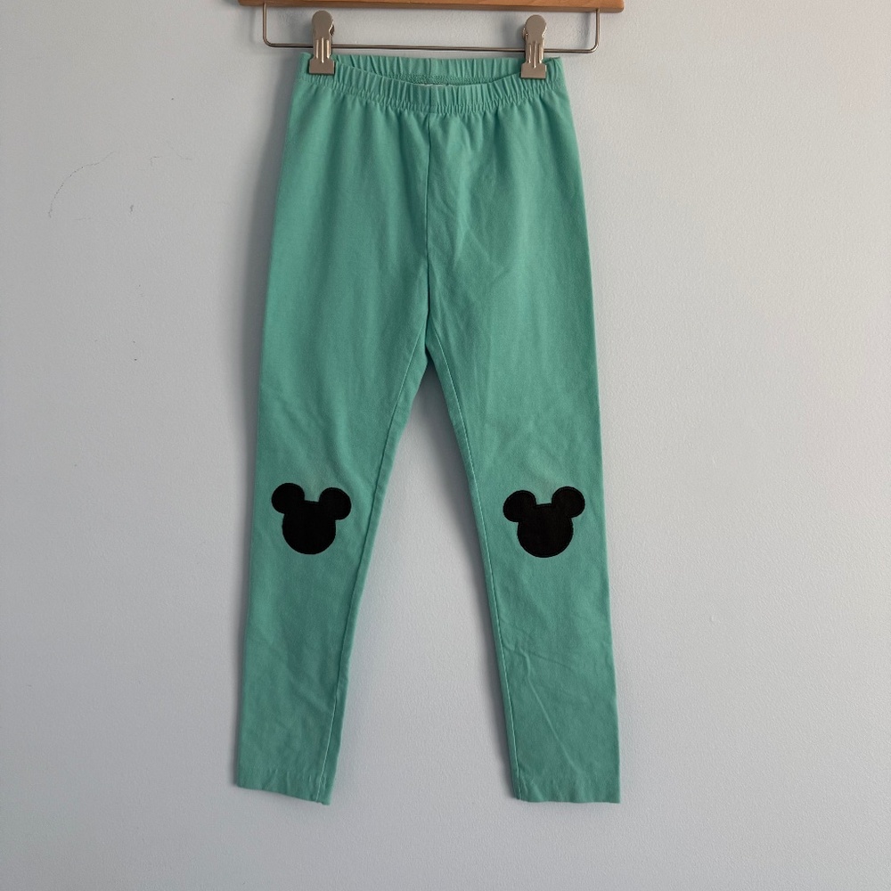 Hanna Andersson Disney Collection Girls‎ Green Mickey Mouse Leggings Size 6-7